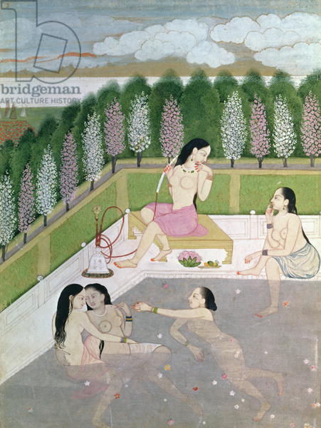 lilit69:Girls Bathing, Pahari Style, Kangra School, Himachel Pradesh, 18th century