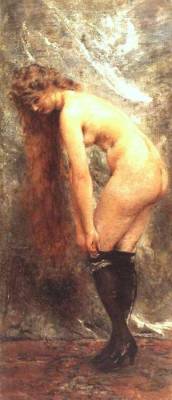 lestiquetteparfois:  Femme nue en bas noirs, Constantin Makovski,