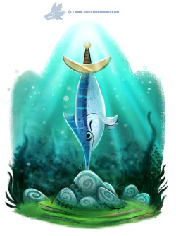 cryptid-creations:  Daily Paint #1188. Swordfish in the Stone