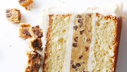 confectionerybliss:  Chocolate Chip Cookie Dough Cake [x] 