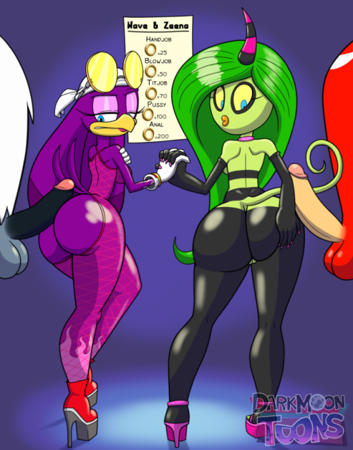 darkmoontoons: [Art Jam] It Beats Working on Retail, At Least   Aaaaaand here it is! My entry for @teerstrash:’s Slut Mania Art Jam, featuring two underdrawn for Sonic’s standards, anyway hotties: Wave the Swallow, and Zeena the Zeti. Why are they