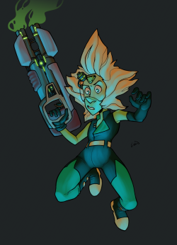 ronnok-archmage:  Peridot… but with a giant gun that she built