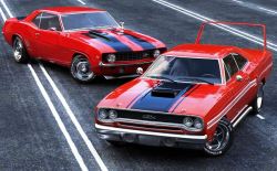 jrs1717:  Chevrolet Camaro Z28 and Plymouth GTX