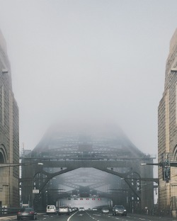 twistdee:  When fog takes over. Sydney Harbour Bridge. iPhone