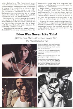 Resurrection of Eve (1973) was the Mitchell brothers&rsquo; and Marilyn&rsquo;s follow-up to Behind the Green Door. These photos appeared in SHOW magazine in 1973. (Marilyn was the cover girl on the same issue.) She&rsquo;s pictured with Mathew Armon,