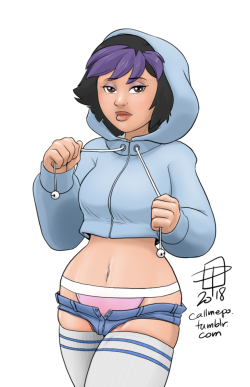 callmepo: More shading practice - Gogo and her teeny shorts.