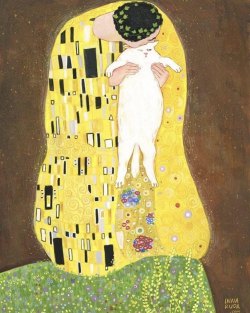 catsbeaversandducks:  The Kiss, by Gustav Klimt: Cat VersionIllustration