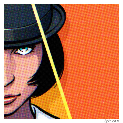 sjofnart:  This illustration was used as a flyer for my exhibition at Orage club in Montréal. As you can see, it is a reference to the Stanley Kubrick movie : a clockwork orange. This was my thirst exhibition ever and it was both stressful and a pure