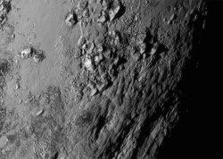 sixpenceee:  Mountains on Pluto One of the first images returned