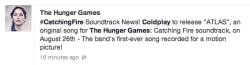 thg-junkie:  Coldplay to feature on Catching Fire soundtrack