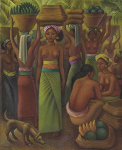 lawrenceleemagnuson:Miguel Covarrubias (Mexico 1904-1957)Offering of Fruits for the Temple (1932)oil on canvas 74.3 x 60.3 cm 