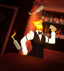 pixelzombe:  More flair bartender Grillby.Because this hot man