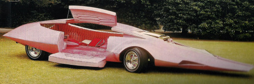 carsthatnevermadeit:  Pink Panther Limousine, 1969.Â The car was conceived by Hollywood vehicle designer Jay Ohrberg, who also created, among others, the DeLorean from Back to the Future and KITT from Knight Rider, as well as several Batmobiles. It was