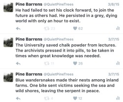 quietpinetrees:  Please enjoy another sampling of my Twitter