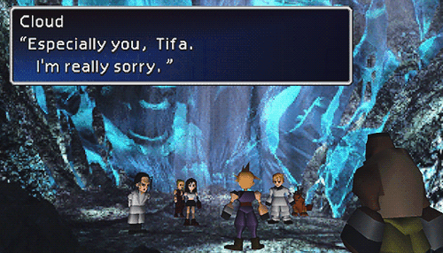 gazukull: m3li5s4:  “I never lived up to being Cloud.”“Tifa… maybe one day you’ll meet the real Cloud.”  Better romance than Twilight 