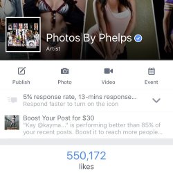 550,000 likes. Hard work…consistency in quality ..photoshoots….
