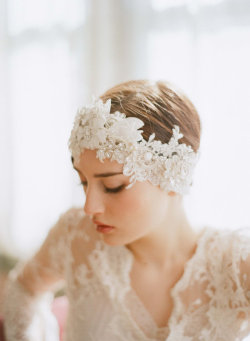 awesomeetsy:  (via Bridal headpiece lace and crystal headband