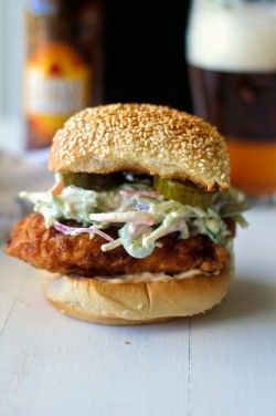 chicken sandwich with Jalapeño coleslaw 