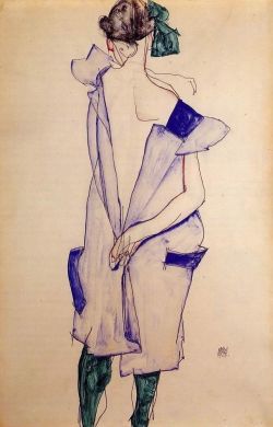 wederliefde:  Egon Schiele - Standing girl in blue dress and