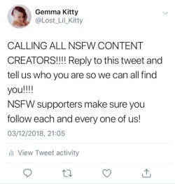 lost-lil-kitty: Hey fellow NSFW content creators!!!  Reply to