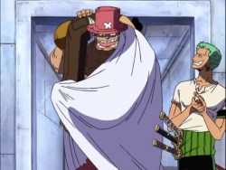 : Chopper being bad ass and Zoro just applauding his performance