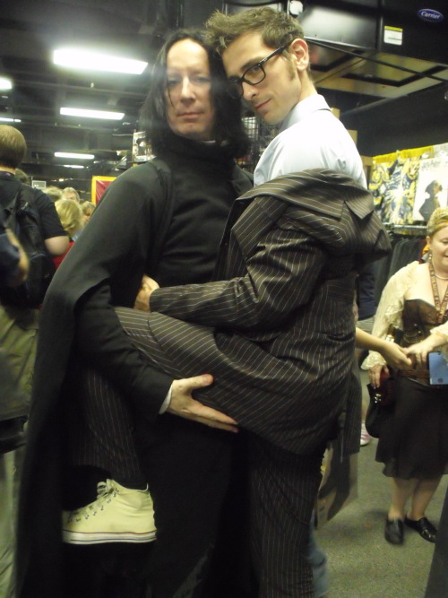 leandraholmes:  ms-sardonicus:  bandgeeklikeme:  So I went to Dragon*Con a few weeks ago and found a great Snape and Ten cosplaying near each other. It was in the busy section of the vendor fair so I just asked for a picture of them together and ten just