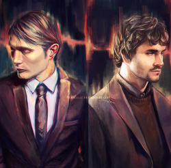 teralilac:  Fanart of Hannibal and Will Graham  