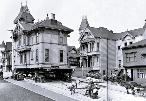 Déplacement de maison à San Francisco en 1908.