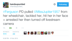 justice4mikebrown:February 9Twitter user and live streamer, MissJupiter1957,