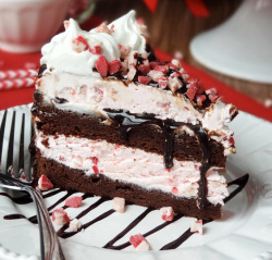 fullcravings:  Peppermint Brownie Ice Cream Cake 