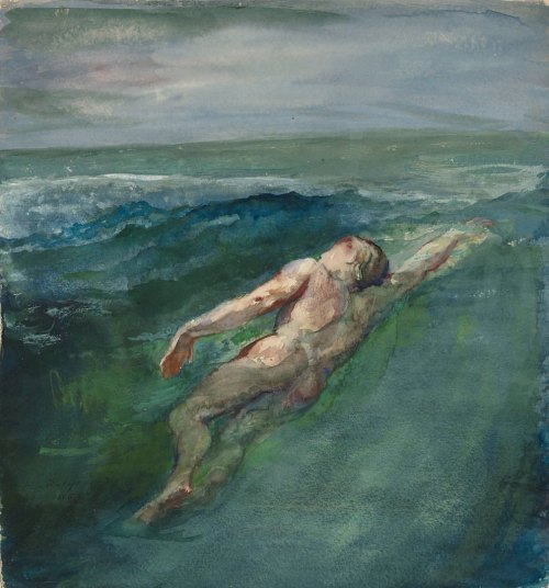 ex-frat-man:John La Farge, American, 1835–1910Swimmer, 1866Watercolor12