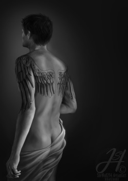 arkarti:  cas with wing tattoo because reasons-wanted to make