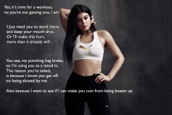 d-y-l-d-o-m:  Kylie Jenner, celeb femdom caption, (pain, workout,