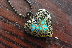 wickedclothes:  Glow In The Dark Galaxy Heart Locket Caged inside