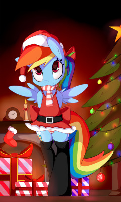 omiart:  Merry Christmas from me and Dashie!  Hnnng! <3