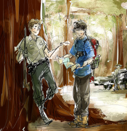 anobviousaside:  au request: park ranger dean + tourist cas 