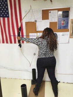 missprimproper:  Casual Saturdays with motorcycle boots and archery
