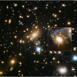 Galaxy and Cluster Create Four Images of Distant Supernova #nasa