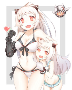 airfield hime, enemy aircraft, and northern ocean hime (kantai
