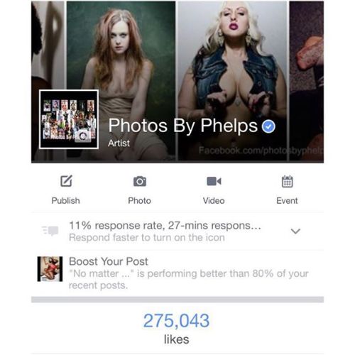 Whew it’s just getting better and better for Photos By Phelps ..I’m at 275,000 likes!!! Thank you everyone who supports my business… Share my photos as it helps promote me and those who have booked models I’ve worked with .  Enjoy