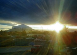 Mt Taranaki, New Zealand, at sunset ft. New World Stratford carpark