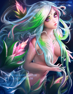 sakimichan:  Watermelon Faerie having fun with fruit/fantasy