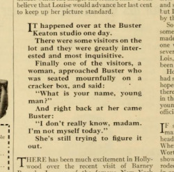 annyobsessed:  Oh, Mr. Keaton.  You’re so sassy. Photoplay,