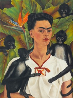 lonequixote:Self Portrait with Monkeys ~ Frida Kahlo