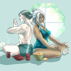 scribble-freak:A peaceful moment with some silver haired babes