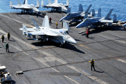 theworldairforce:  USS George H.W. Bush in the Persian Gulf,