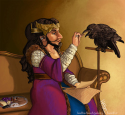 hattedhedgehog:  (King?) Dís and her raven. Days of Durins: