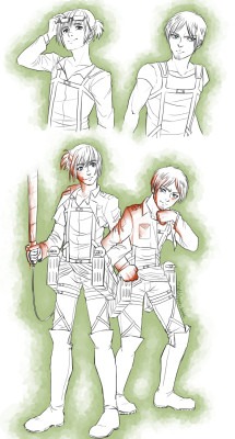 myoddshapes:  My take on Eren and Armin in their 20’s. I like