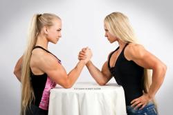 Twin Absolute Women arm wrestling… Tons of pressur in