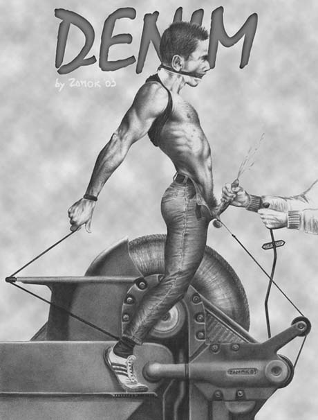 VINTAGE: Alternate Gym gay bondage artwork by Zamok